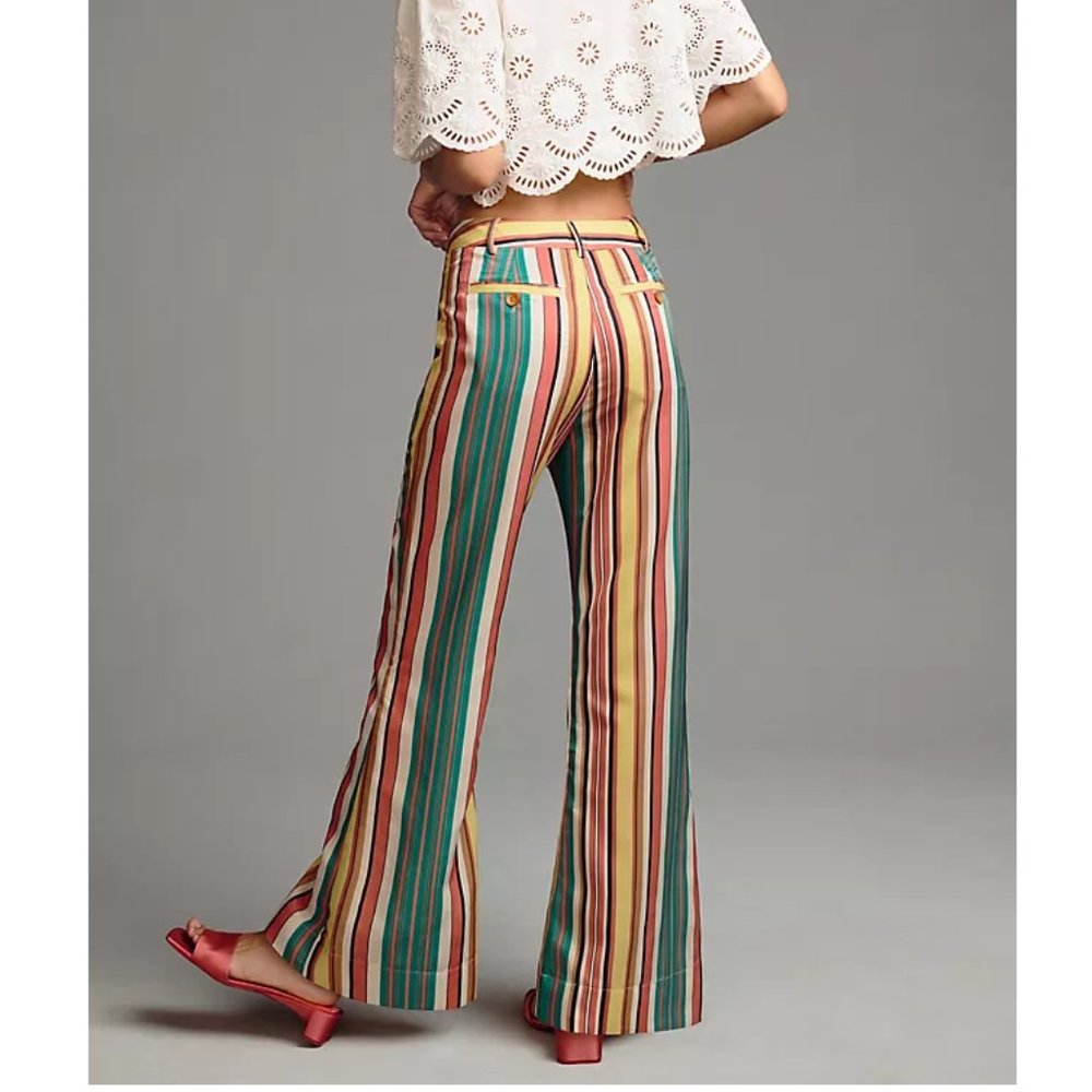 Anthropologie Tiny Camelia Pants Red Pinstripe Motif - Size 2 - Picture 4 of 12